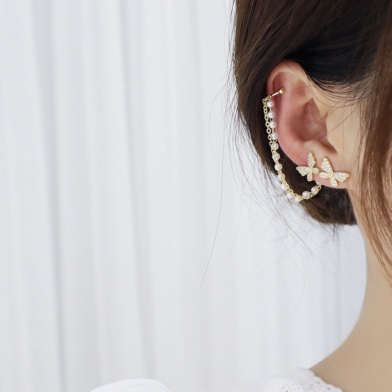 Golden Butterfly Chain Earrings