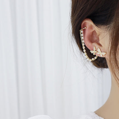 Golden Butterfly Chain Earrings