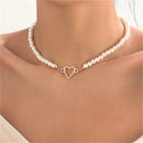 Golden Heart Pearl Necklace